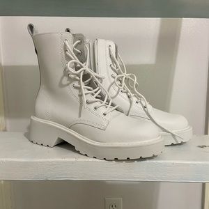 White combat boots
